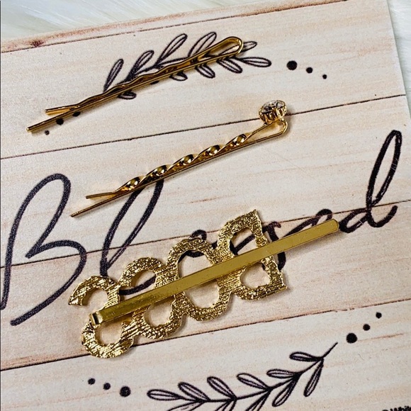 Hair Clip Set of 3 Rhinestone Boss Accessories - Picture 4 of 4